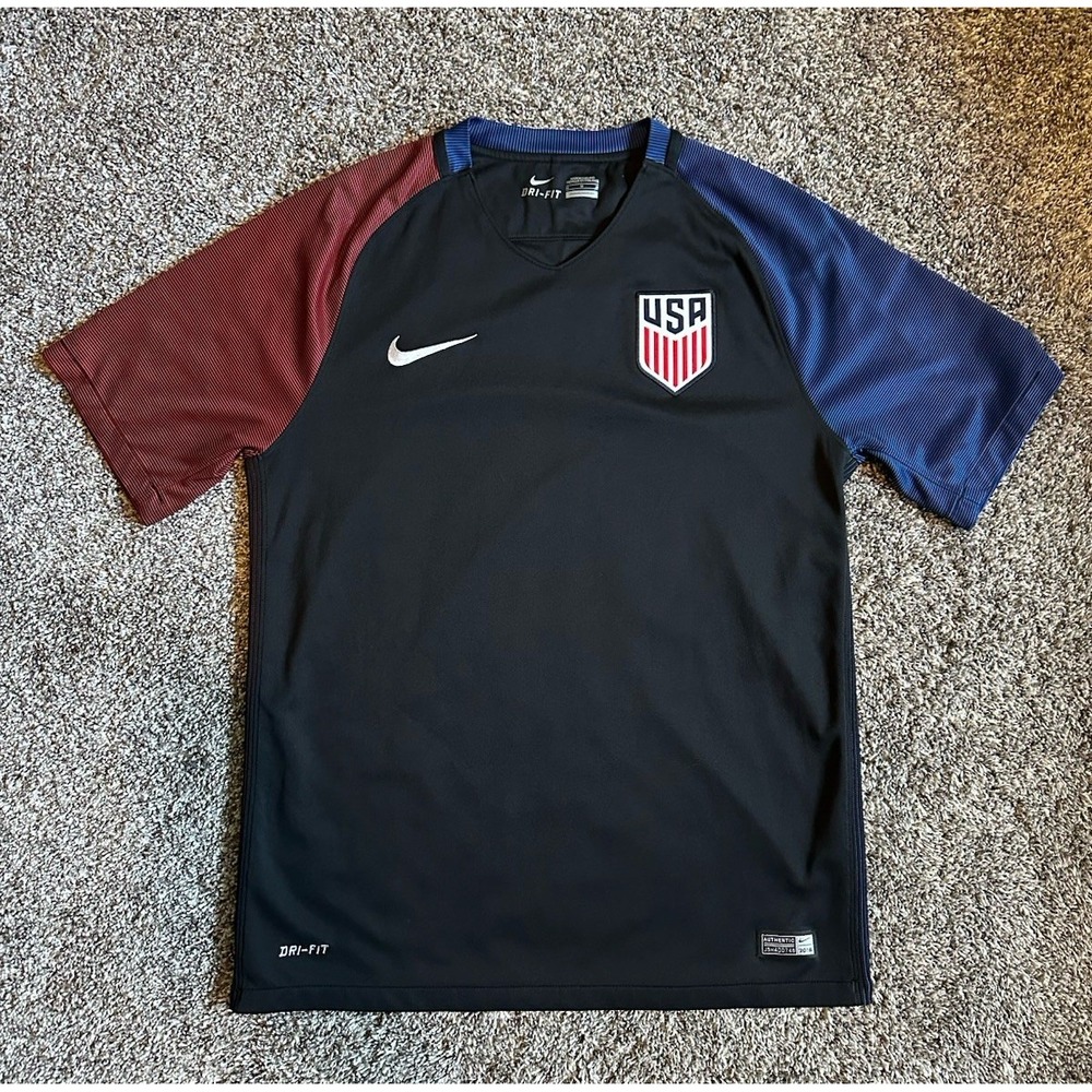 Nike Team USA Dri-FIT Soccer Jersey Shirt Authentic 2016 Black Red Blue Medium
